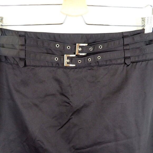 Valerie Stevens 10P Petite 10 Double Skinny Belt Black Pencil Straight Skirt - Picture 2 of 9